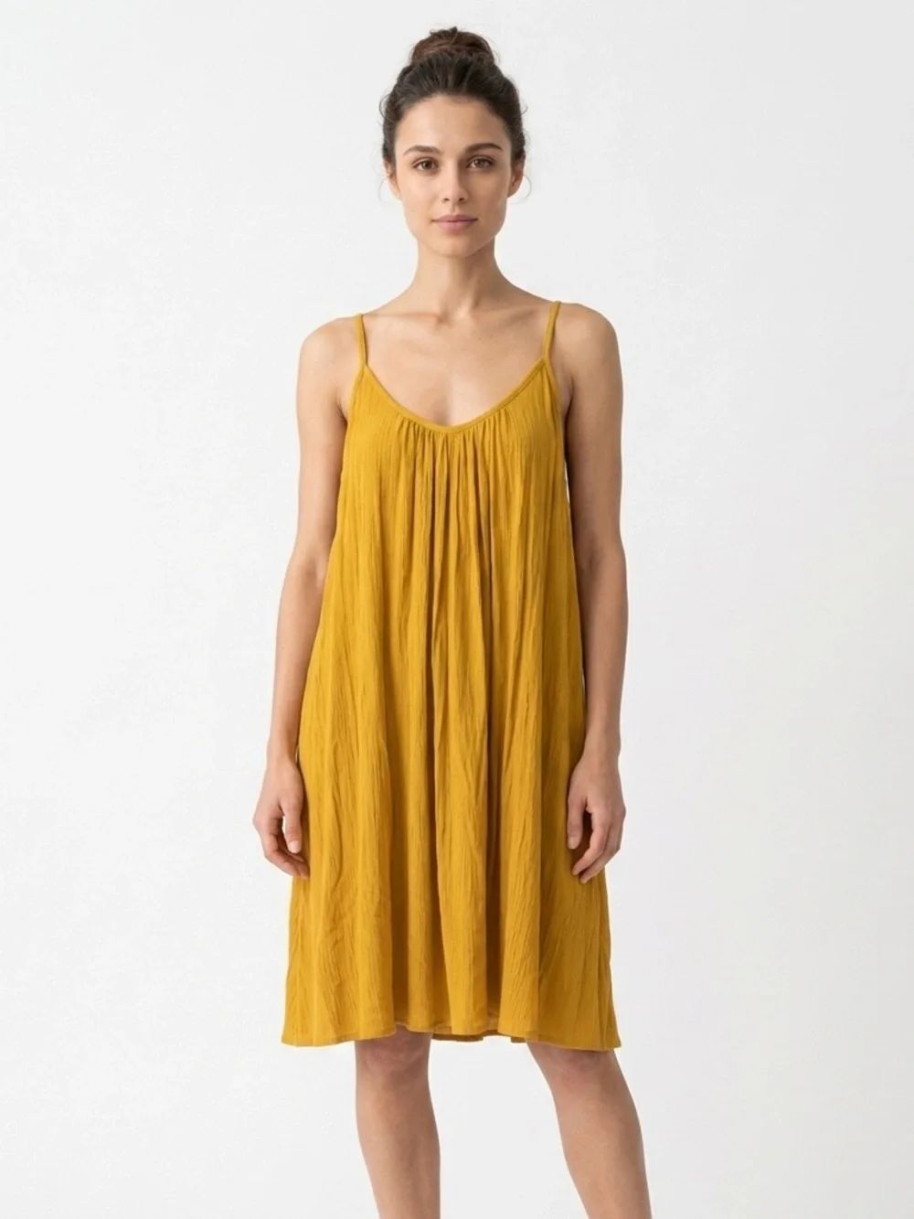 LOVESTITCH | NEW Oversized Mustard Yellow Tie Back Dress Women’s Size S/M